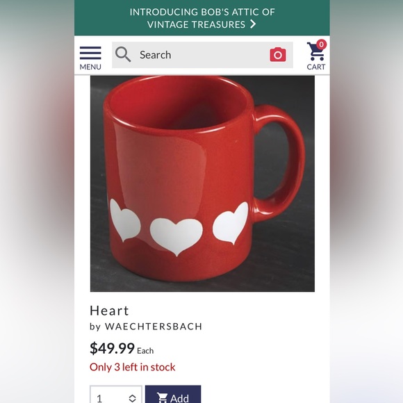 Waechtersbach red mug with hearts - Picture 5 of 5